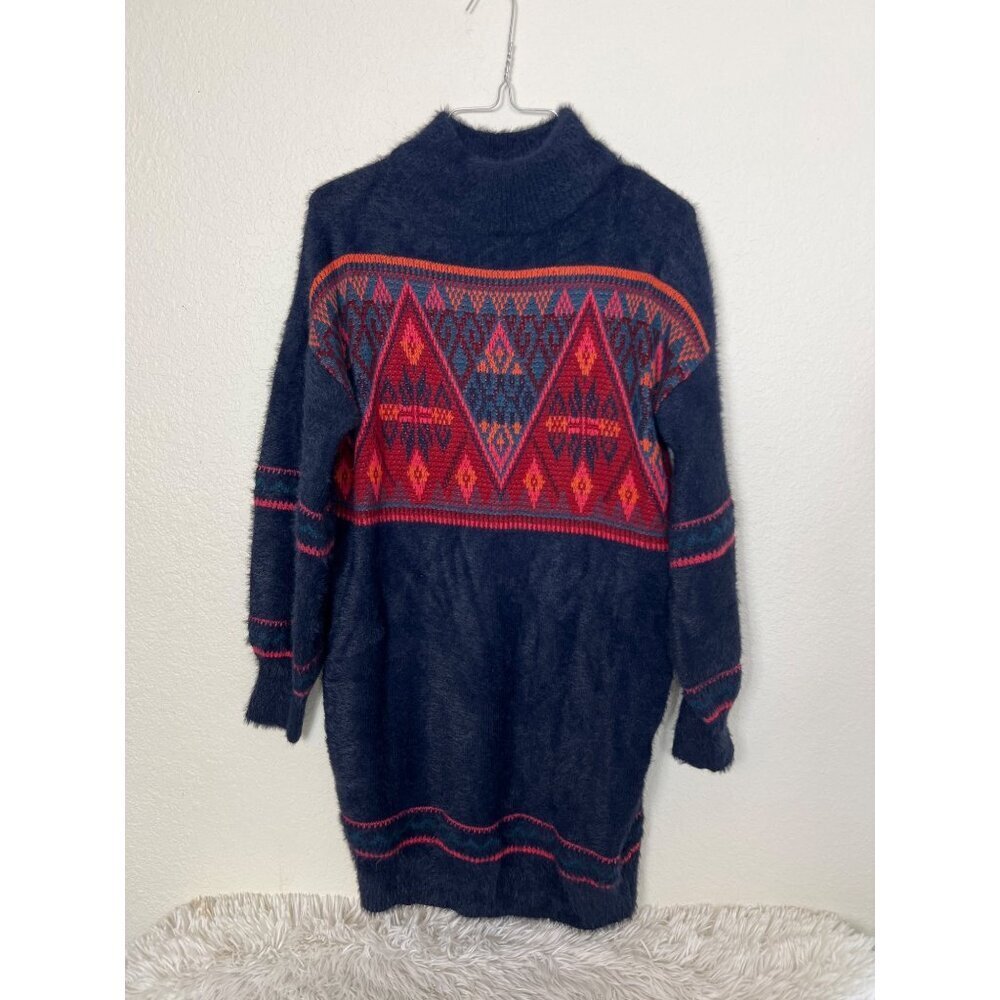 ModCloth The Snuggle Is Real Fair Isle Sweater Dress XS Navy Blue